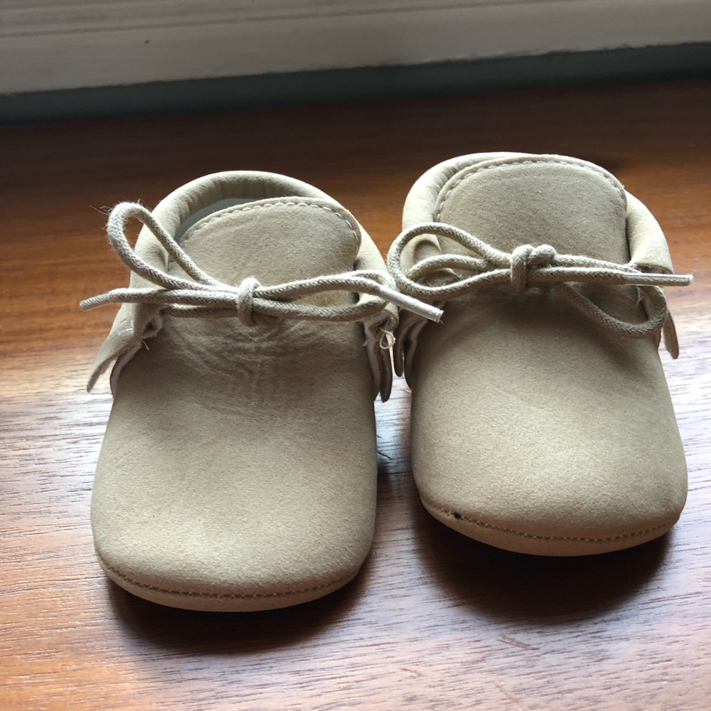 Faux suede baby mocs